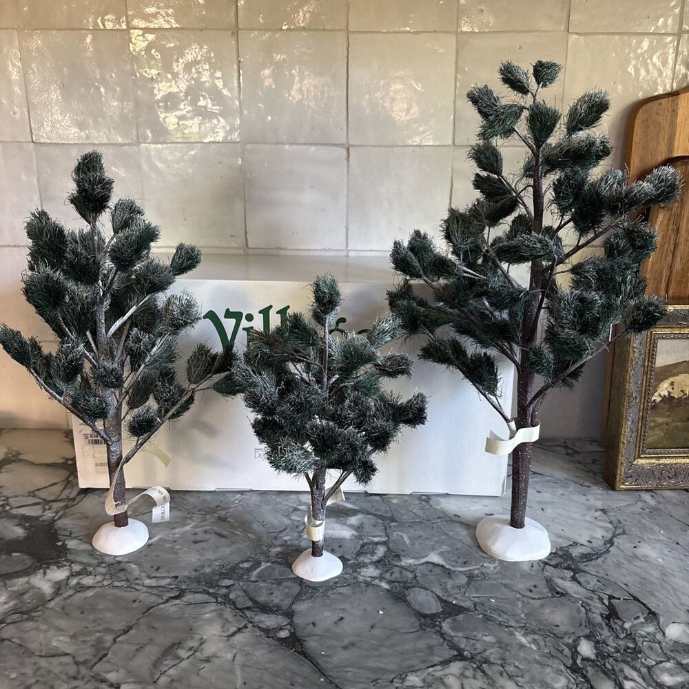 Department 56 Village Jack Pines Set of 3 Snow Covered Trees 9" 12" 15"